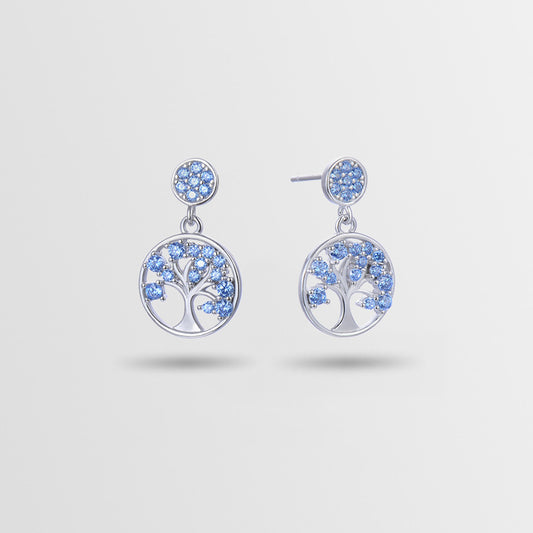 925 Sterling Silver Blue & Green Diamond Drop Earrings - Korean Style Geometric Dangle Earrings with Plastic Stoppers