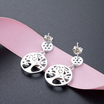 925 Sterling Silver Blue & Green Diamond Drop Earrings - Korean Style Geometric Dangle Earrings with Plastic Stoppers