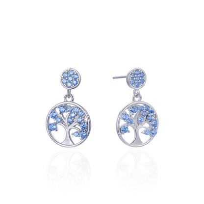 925 Sterling Silver Blue & Green Diamond Drop Earrings - Korean Style Geometric Dangle Earrings with Plastic Stoppers