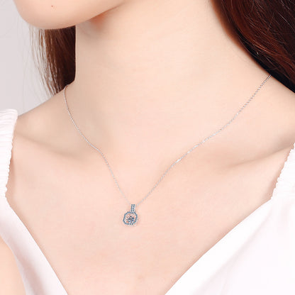 925 Sterling Silver Bookbag Pendant Necklace - 0.3CT Moissanite PT950-Plated Sporty Chain