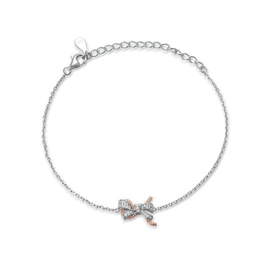 925 Sterling Silver Bow Bracelet - Elegant European-Inspired Jewelry