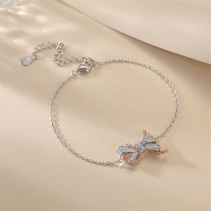 925 Sterling Silver Bow Bracelet - Elegant European-Inspired Jewelry
