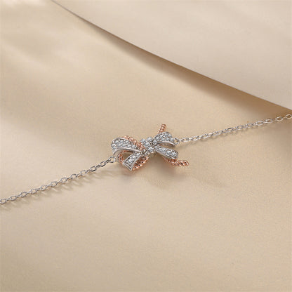 925 Sterling Silver Bow Bracelet - Elegant European-Inspired Jewelry