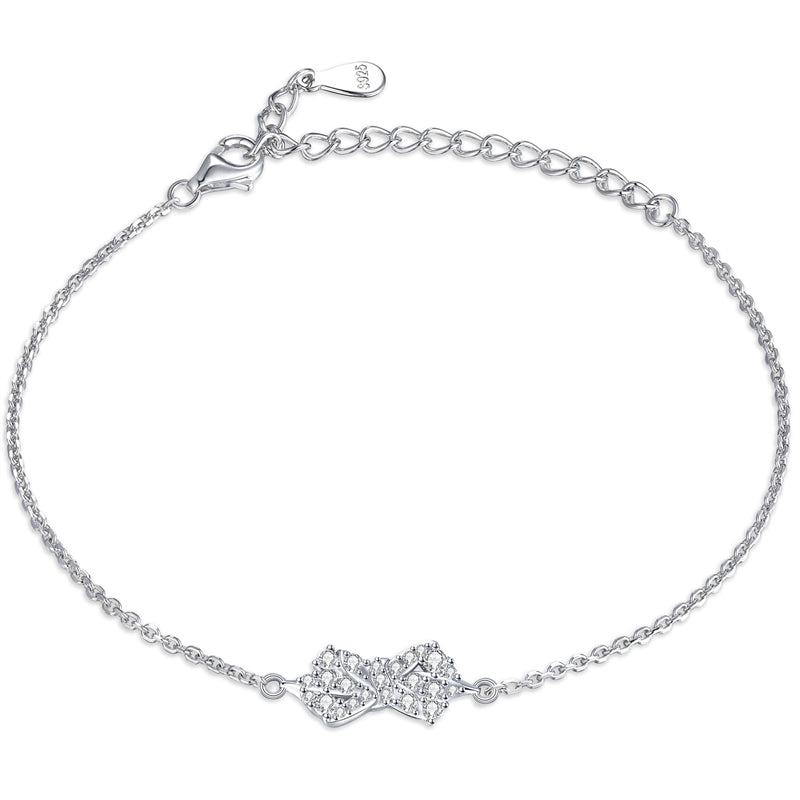 925 Sterling Silver Bow Bracelet - Minimalist Elegant Jewelry for Women