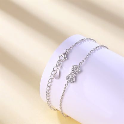 925 Sterling Silver Bow Bracelet - Minimalist Elegant Jewelry for Women