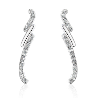 925 Sterling Silver Bow Tassel Earrings for Women Elegant Long Drop Dangle Earrings with Zircon Accents White Gold Plated