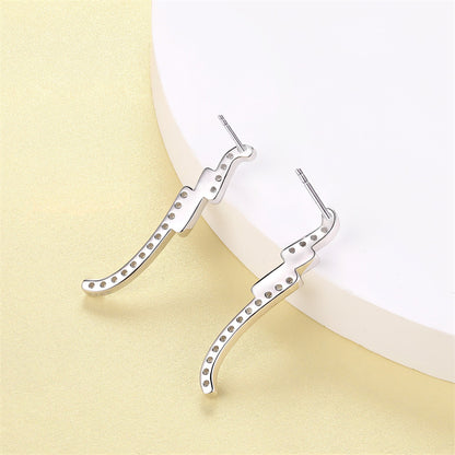 925 Sterling Silver Bow Tassel Earrings for Women Elegant Long Drop Dangle Earrings with Zircon Accents White Gold Plated