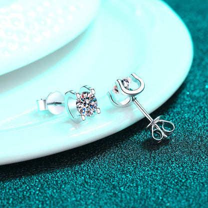 925 Sterling Silver Bull Head Stud Earrings with Moissanite - PT950 Gold Plated Dainty Animal Jewelry