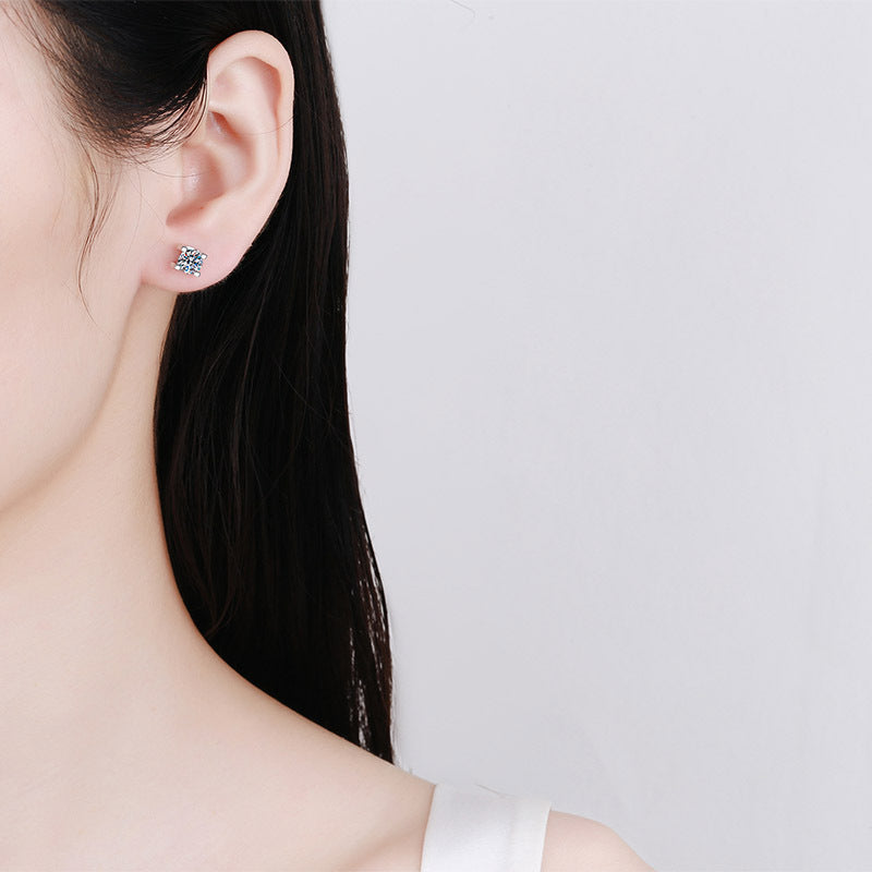 925 Sterling Silver Bull Head Stud Earrings with Moissanite - PT950 Gold Plated Dainty Animal Jewelry