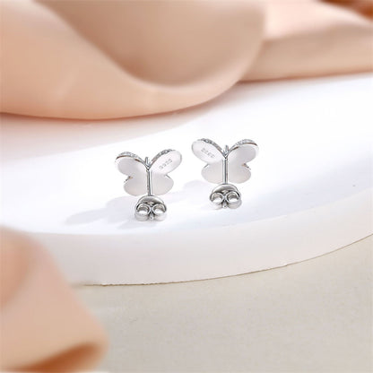 925 Sterling Silver Butterfly Bow Earrings for Women Elegant Zircon Stud Earrings White Gold Plated 35g