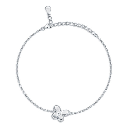 925 Sterling Silver Butterfly Bracelet - Delicate Bow & Wing Design