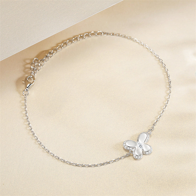 925 Sterling Silver Butterfly Bracelet - Delicate Bow & Wing Design