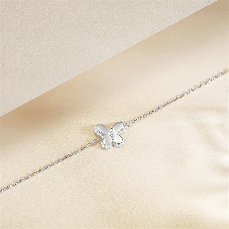 925 Sterling Silver Butterfly Bracelet - Delicate Bow & Wing Design