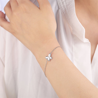 925 Sterling Silver Butterfly Bracelet - Delicate Bow & Wing Design