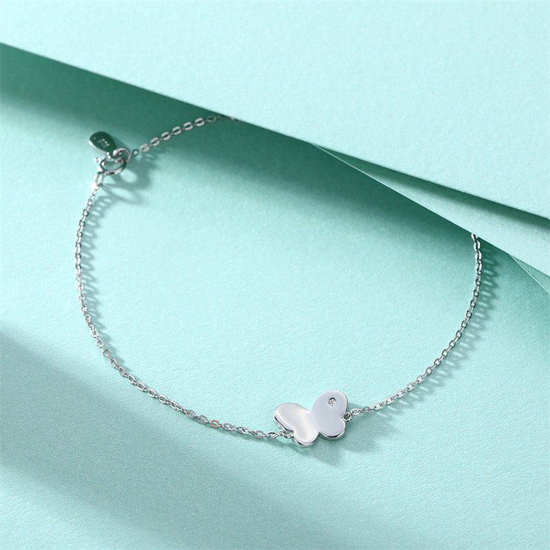 925 Sterling Silver Butterfly Bracelet - Elegant Bow Design Women's Jewelry