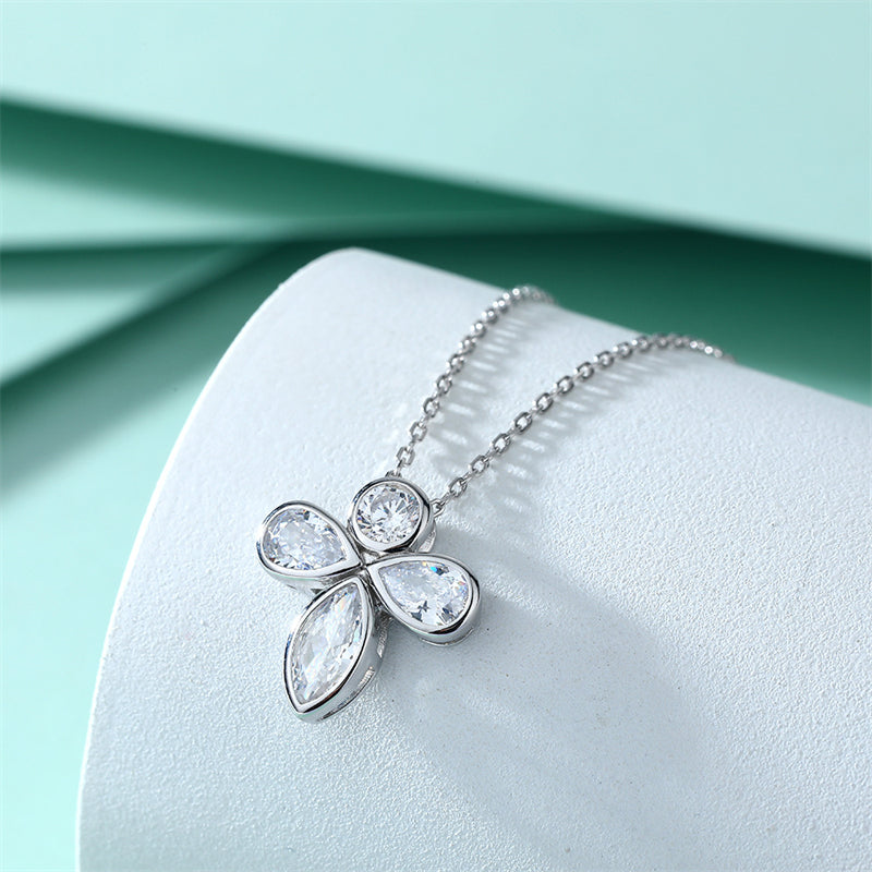 925 Sterling Silver Butterfly & Bee Pendant Necklace - Dainty Nature-Inspired Zirconia Collarbone Chain