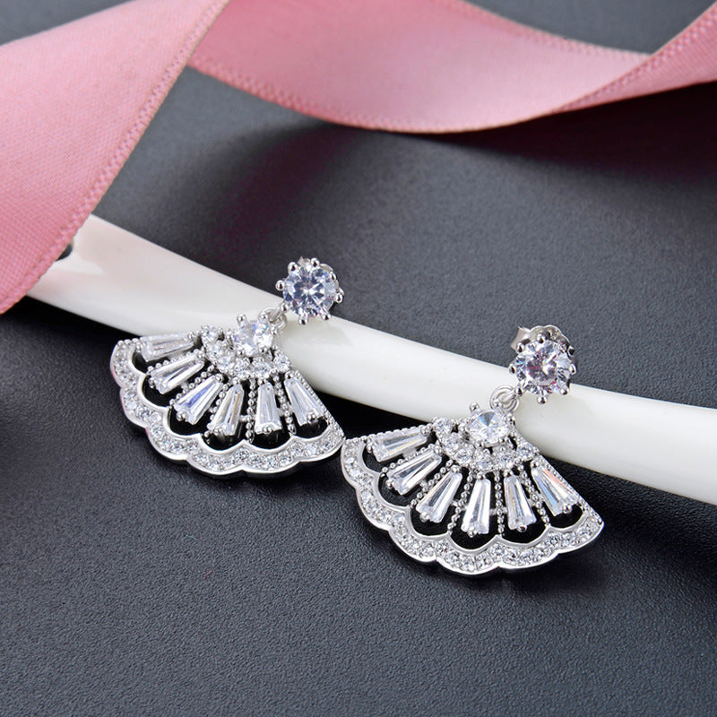 925 Sterling Silver CZ Stud Earrings - Professional Office Diamond Earrings with Plastic Backs