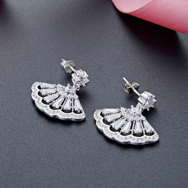 925 Sterling Silver CZ Stud Earrings - Professional Office Diamond Earrings with Plastic Backs