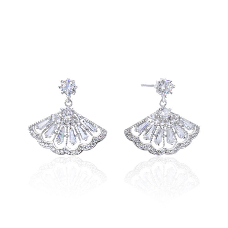 925 Sterling Silver CZ Stud Earrings - Professional Office Diamond Earrings with Plastic Backs