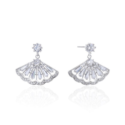 925 Sterling Silver CZ Stud Earrings - Professional Office Diamond Earrings with Plastic Backs