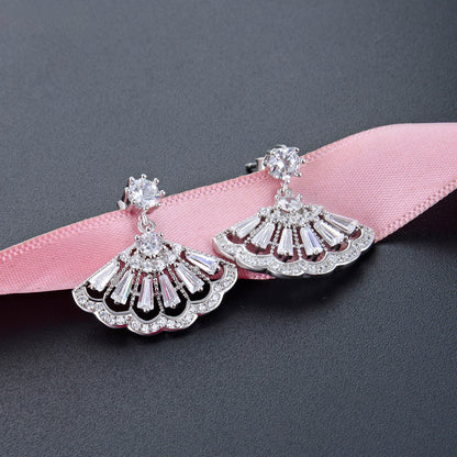 925 Sterling Silver CZ Stud Earrings - Professional Office Diamond Earrings with Plastic Backs