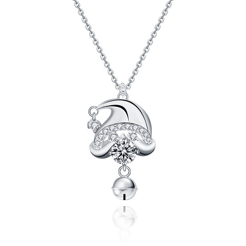 925 Sterling Silver Cartoon Character Pendant Necklace with 0.5ct Moissanite & Cross Chain White Gold Plated Women's Jewelry