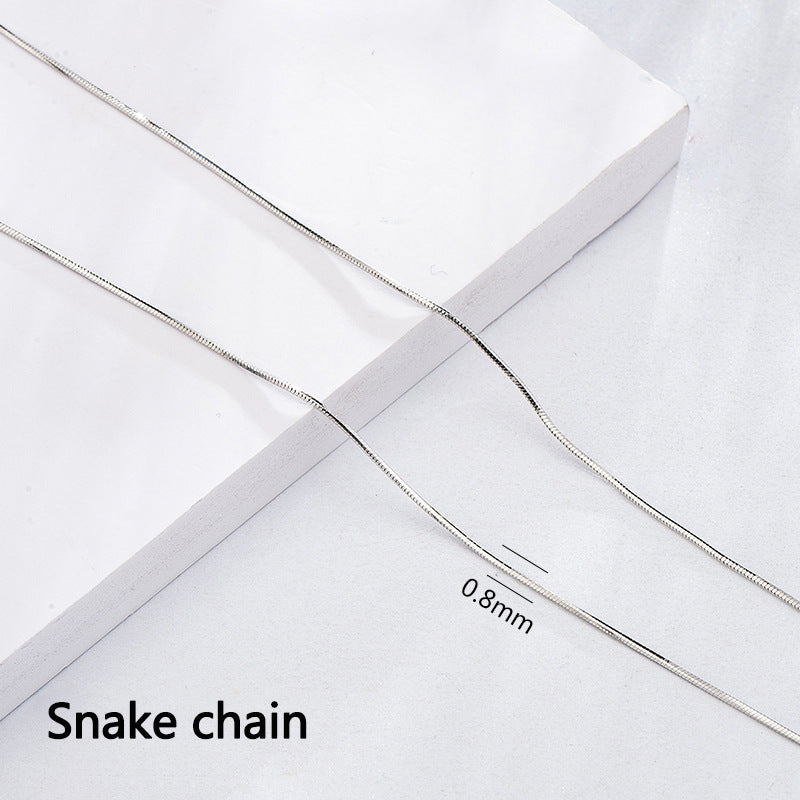 925 Sterling Silver Chains - 9 Style Options in 40+5cm Length with White Gold Plating (Customizable)