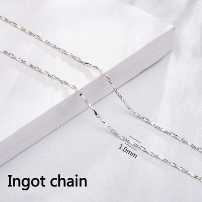 925 Sterling Silver Chains - 9 Style Options in 40+5cm Length with White Gold Plating (Customizable)