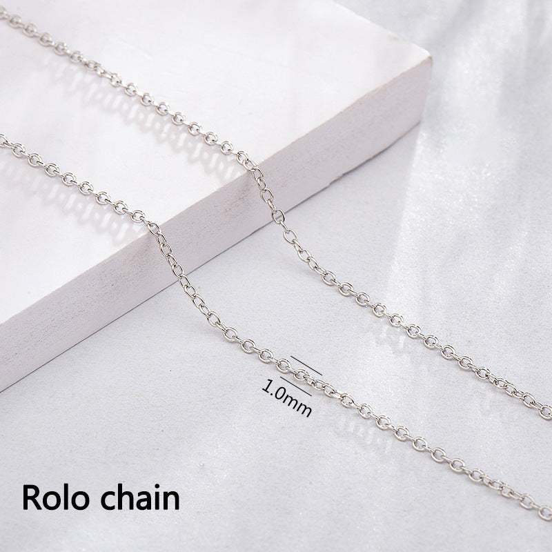 925 Sterling Silver Chains - 9 Style Options in 40+5cm Length with White Gold Plating (Customizable)