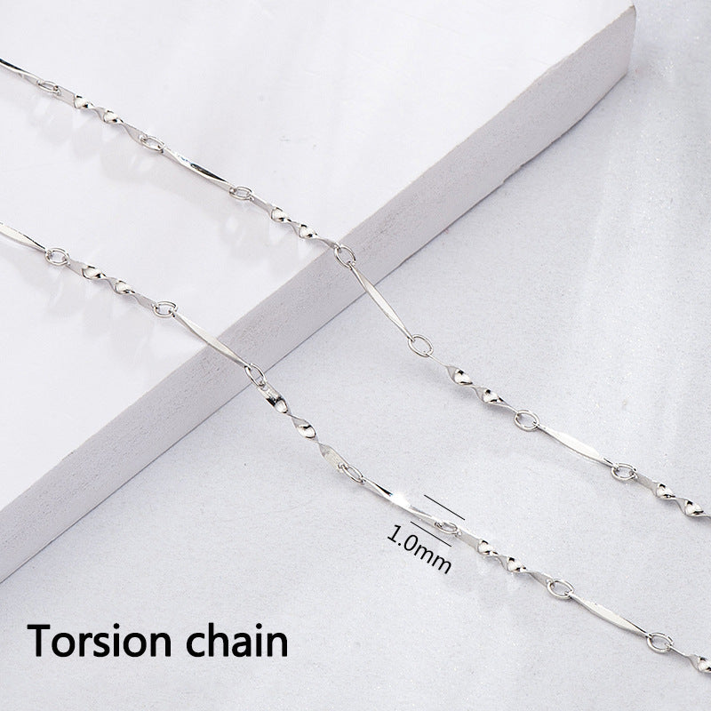 925 Sterling Silver Chains - 9 Style Options in 40+5cm Length with White Gold Plating (Customizable)
