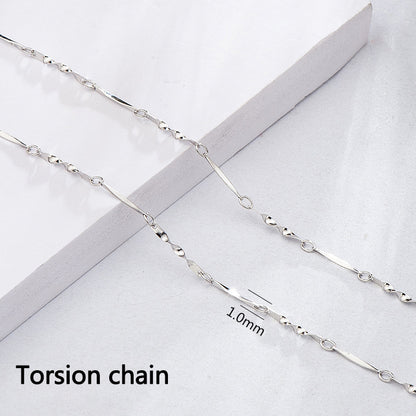 925 Sterling Silver Chains - 9 Style Options in 40+5cm Length with White Gold Plating (Customizable)