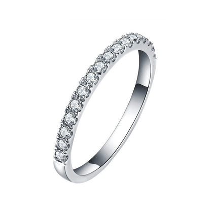 925 Sterling Silver Channel-Set Diamond Ring - 0.05um White Gold Plated Women's Band (Size 5-9）