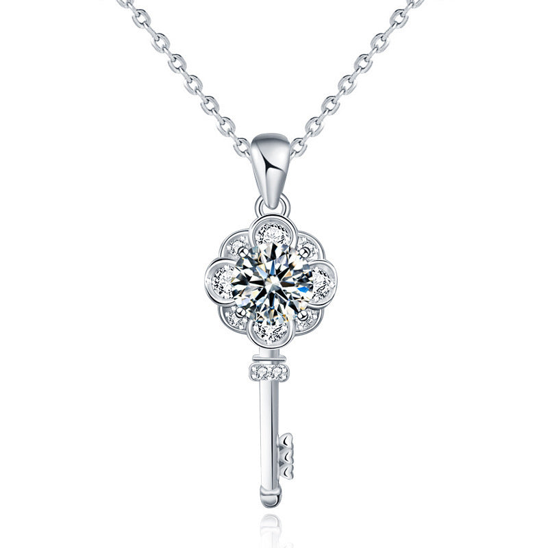 925 Sterling Silver Chinese Longevity Lock Pendant Necklace Original Design Cross Chain Collarbone or Sweater Length