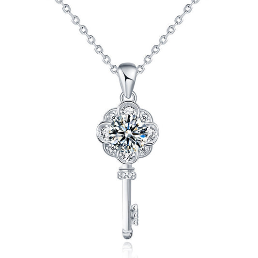 925 Sterling Silver Chinese Longevity Lock Pendant Necklace Original Design Cross Chain Collarbone or Sweater Length