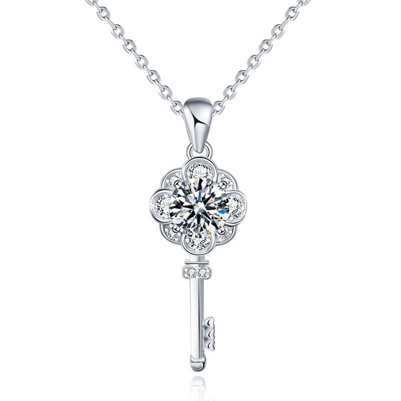 925 Sterling Silver Chinese Longevity Lock Pendant Necklace Original Design Cross Chain Collarbone or Sweater Length