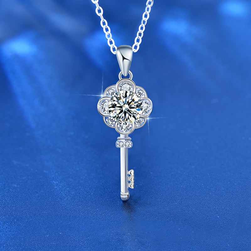925 Sterling Silver Chinese Longevity Lock Pendant Necklace Original Design Cross Chain Collarbone or Sweater Length