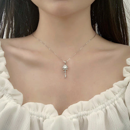 925 Sterling Silver Chinese Longevity Lock Pendant Necklace Original Design Cross Chain Collarbone or Sweater Length