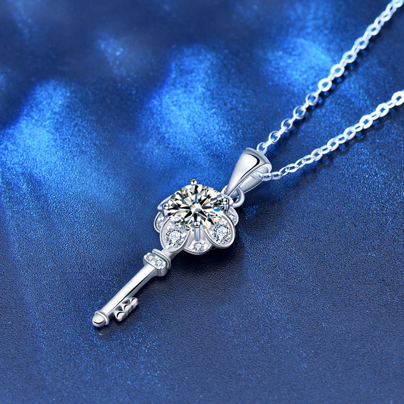 925 Sterling Silver Chinese Longevity Lock Pendant Necklace Original Design Cross Chain Collarbone or Sweater Length