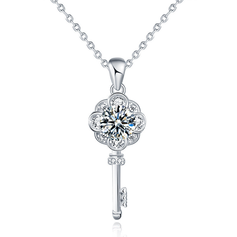 925 Sterling Silver Chinese Longevity Lock Pendant Necklace Original Design Cross Chain Collarbone or Sweater Length