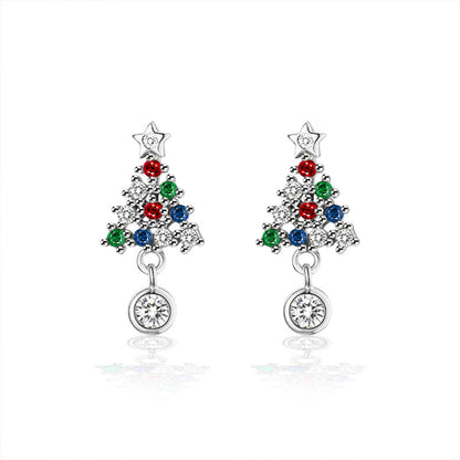 925 Sterling Silver Christmas Gift Box Geometric Stud Earrings with 0.3ct Gold/White Moissanite Festive Holiday Jewelry for Women
