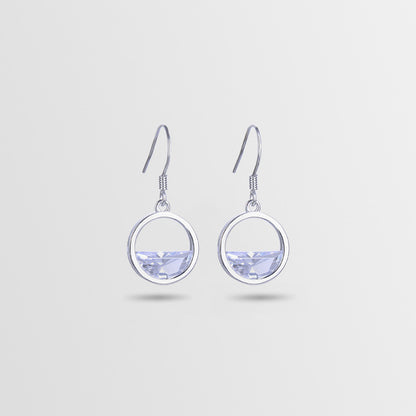 925 Sterling Silver Circle Drop Earrings-Korean Minimalist Geometric Dangle Earrings for Women
