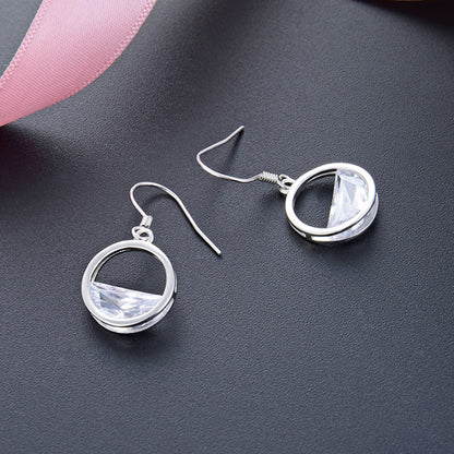 925 Sterling Silver Circle Drop Earrings-Korean Minimalist Geometric Dangle Earrings for Women
