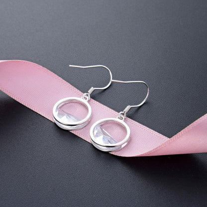 925 Sterling Silver Circle Drop Earrings-Korean Minimalist Geometric Dangle Earrings for Women