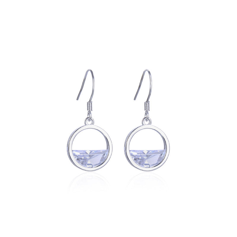 925 Sterling Silver Circle Drop Earrings-Korean Minimalist Geometric Dangle Earrings for Women