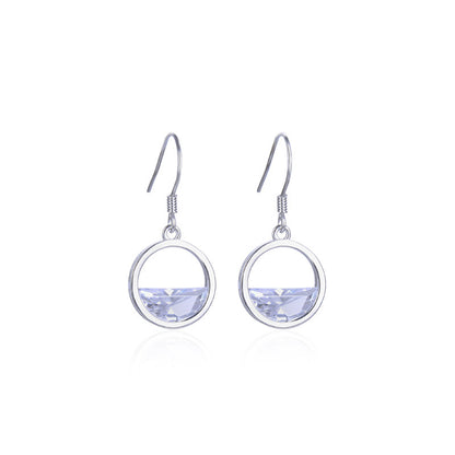 925 Sterling Silver Circle Drop Earrings-Korean Minimalist Geometric Dangle Earrings for Women