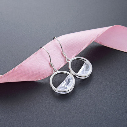 925 Sterling Silver Circle Drop Earrings-Korean Minimalist Geometric Dangle Earrings for Women