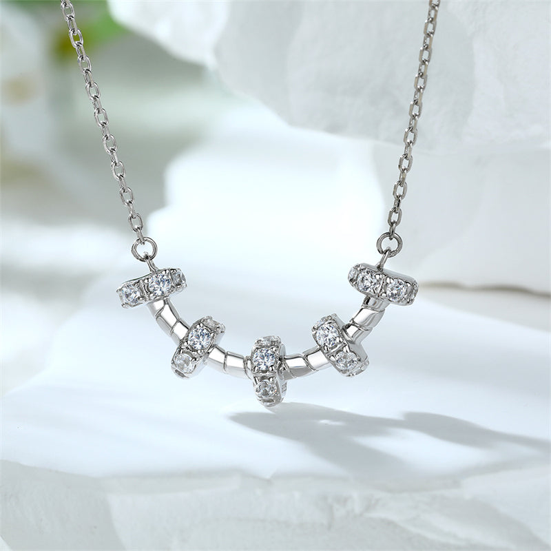 925 Sterling Silver Circle Pendant Necklace - Trendy Hoop Chain for Women