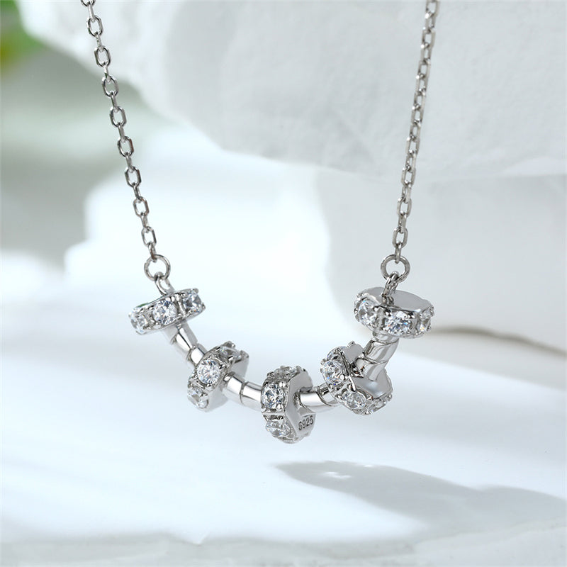 925 Sterling Silver Circle Pendant Necklace - Trendy Hoop Chain for Women