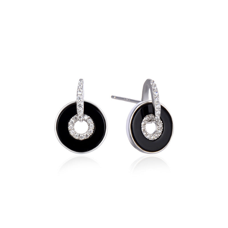 925 Sterling Silver Circle Stud Earrings - Minimalist Geometric Office Earrings for Professional Women