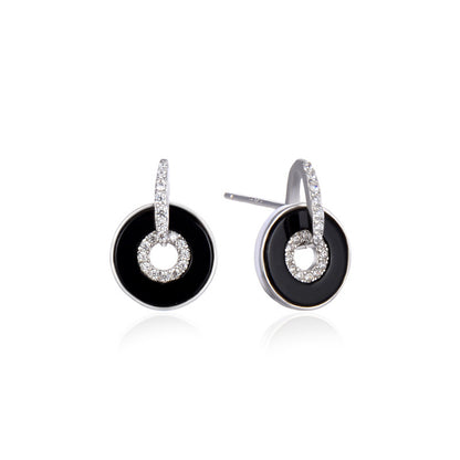 925 Sterling Silver Circle Stud Earrings - Minimalist Geometric Office Earrings for Professional Women